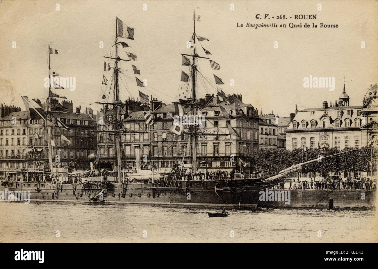 LE BOUGLAINVILLE au QUAI DE FRANCE A ROUEN 76-SEINE-MARITIME région: Normandie (anciennement haute-Normandie) début du XXe siècle carte postale ancienne Banque D'Images