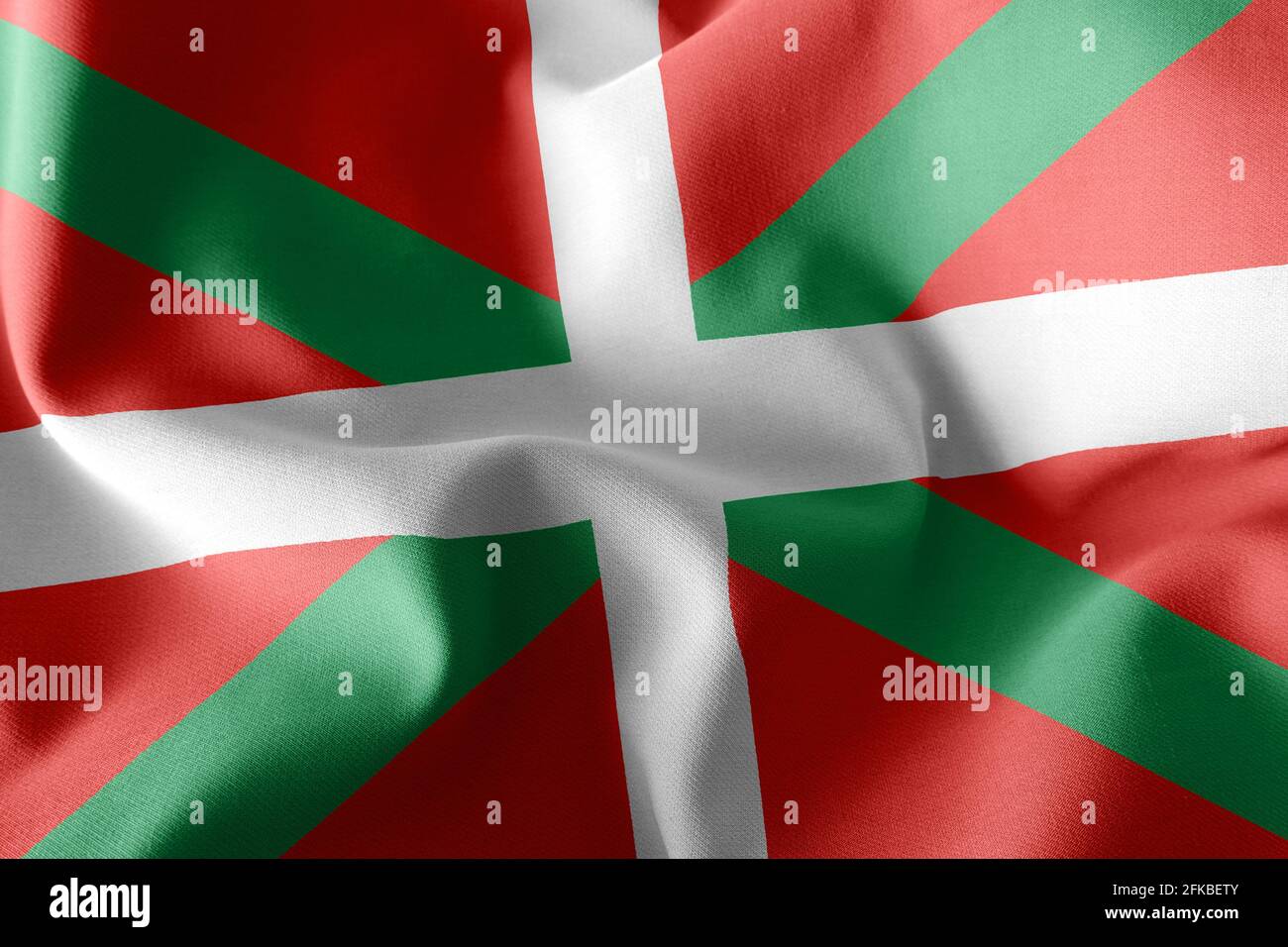 Drapeau d'illustration 3D du pays Basque est une région de l'Espagne. Tissage sur le fond textile du drapeau du vent Banque D'Images