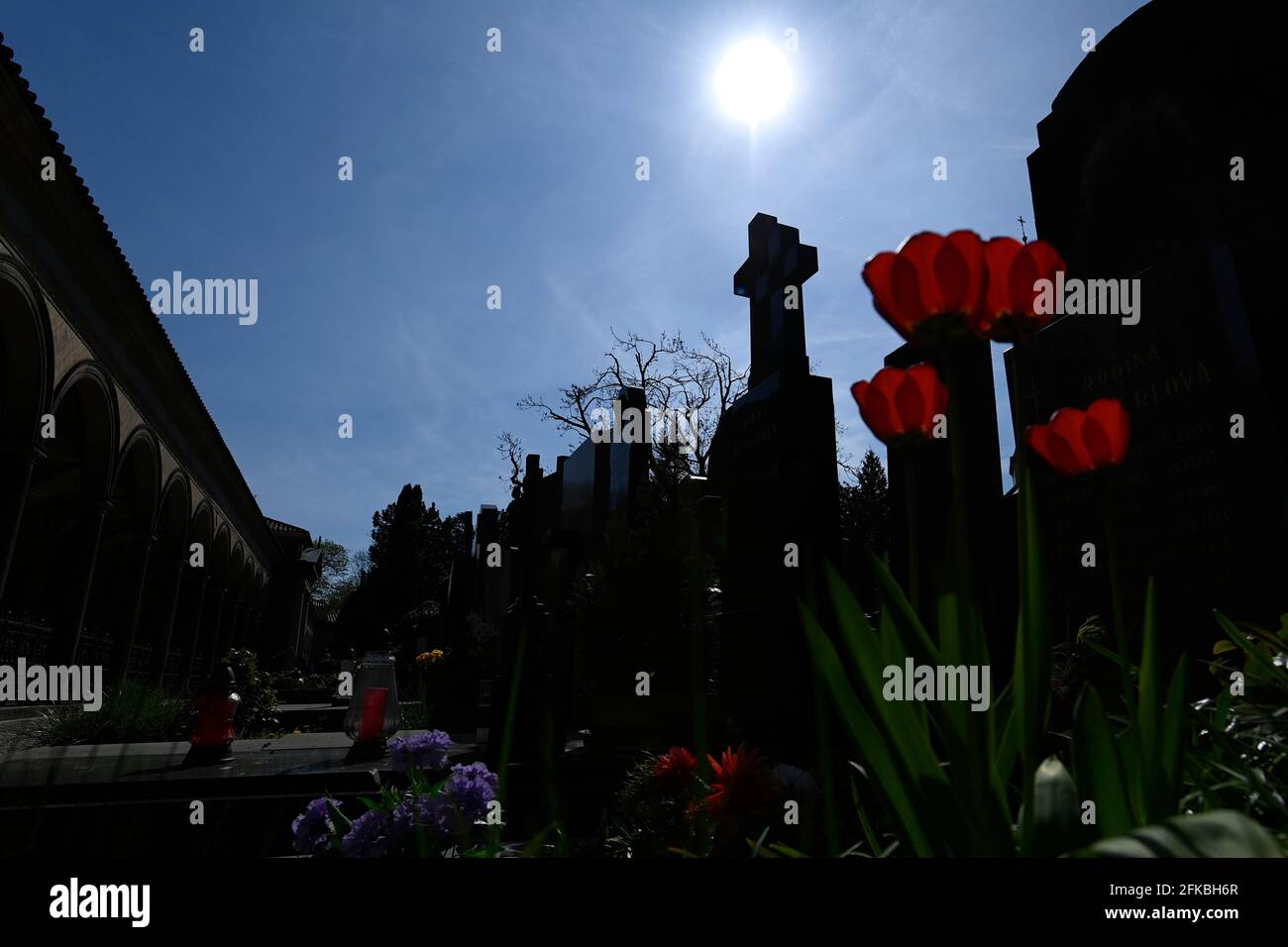 Prague, République tchèque. 30 avril 2021. Le cimetière Vysehrad à Prague, République tchèque, le vendredi 30 avril 2021. Crédit : Ondrej Deml/CTK photo/Alay Live News Banque D'Images