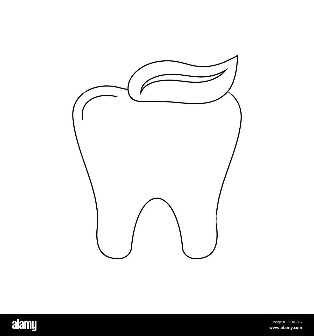 Dent avec dentifrice icône dentaire isolée sur fond blanc. Illustration de Vecteur