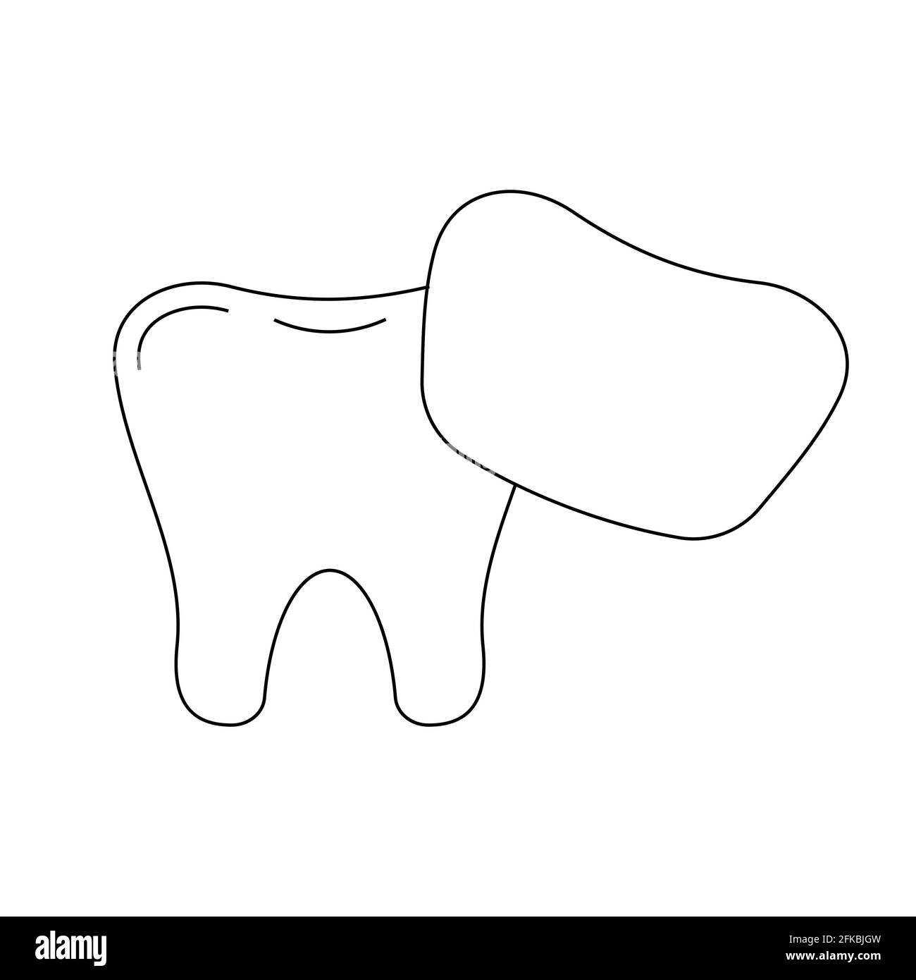 Icône de la dent avec la ligne dentaire du venin isolée sur fond blanc. Illustration de Vecteur