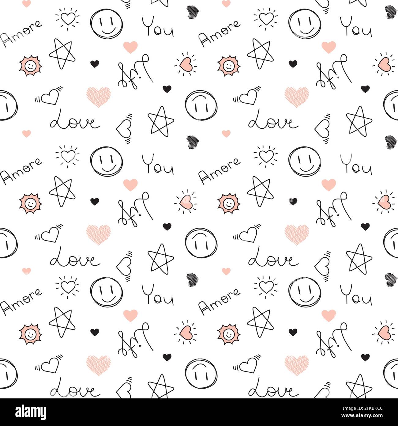 Motif vectoriel sans couture avec coeurs. Peut être utilisé pour les fonds de motif, l'arrière-plan de page Web, les textures de surface. Illustration de Vecteur