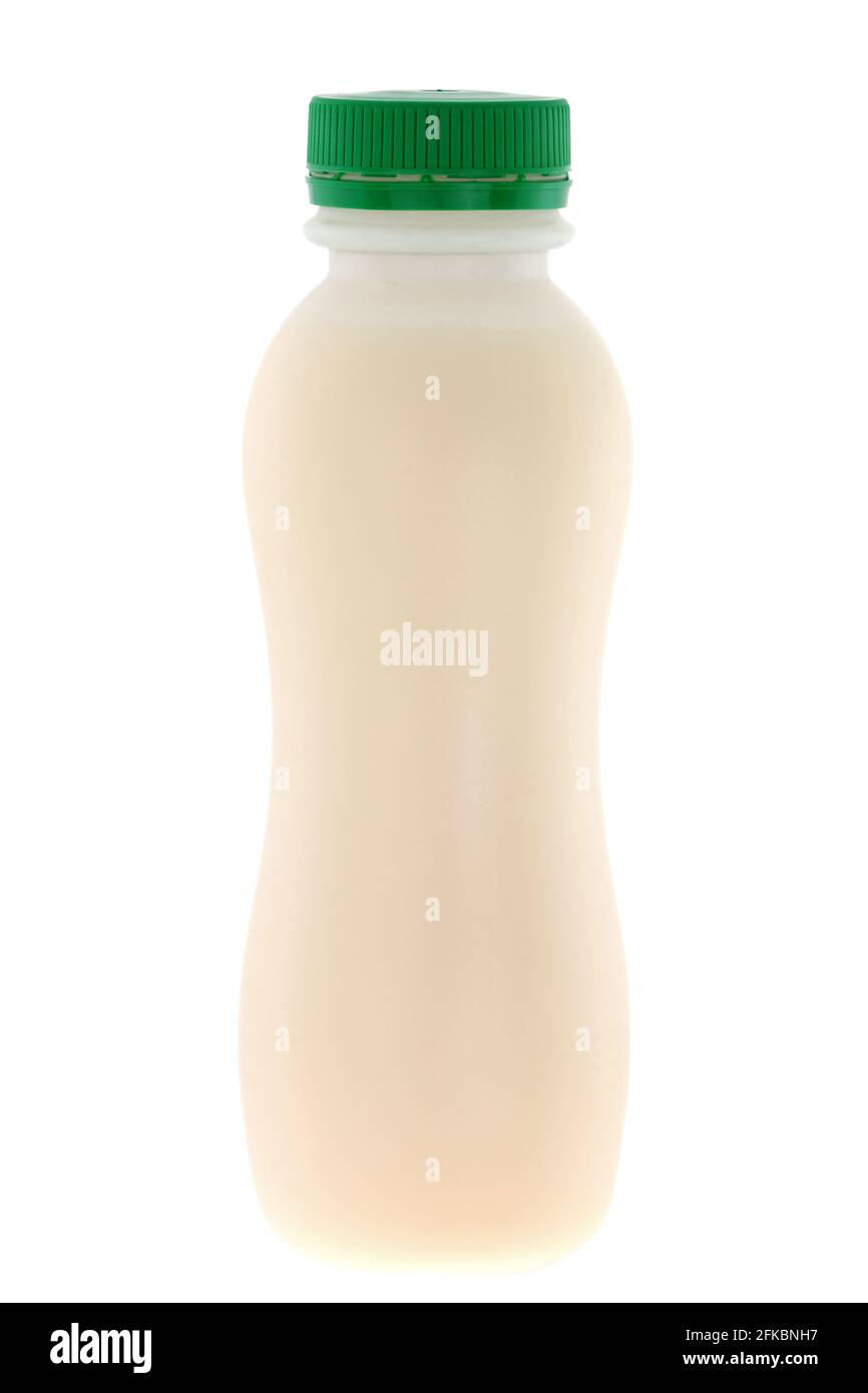 Une bouteille de yogourt probiotique isolée sur fond blanc Banque D'Images