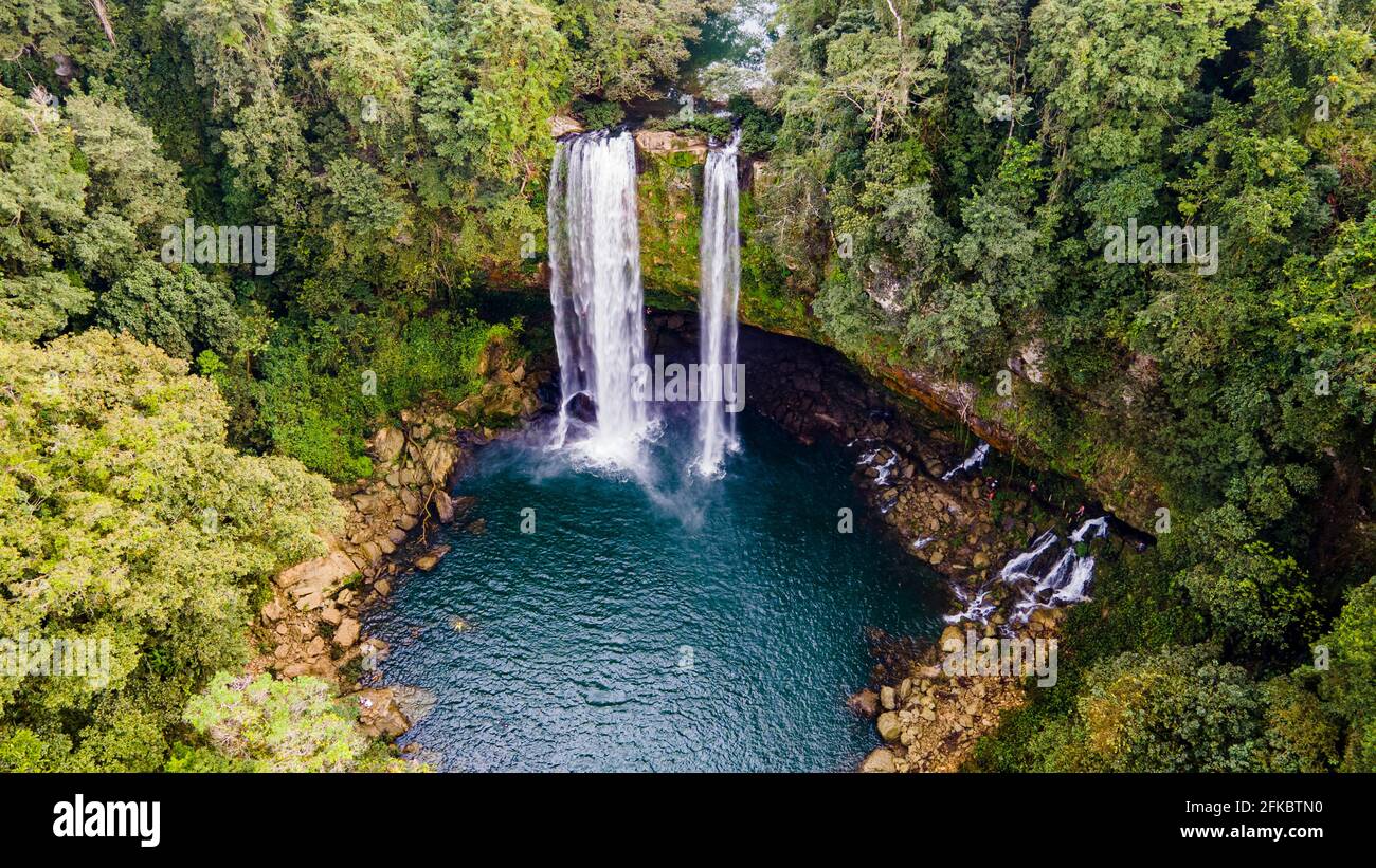 Antenne de la cascade de Misol Ha, Chiapas, Mexique, Amérique du Nord Banque D'Images