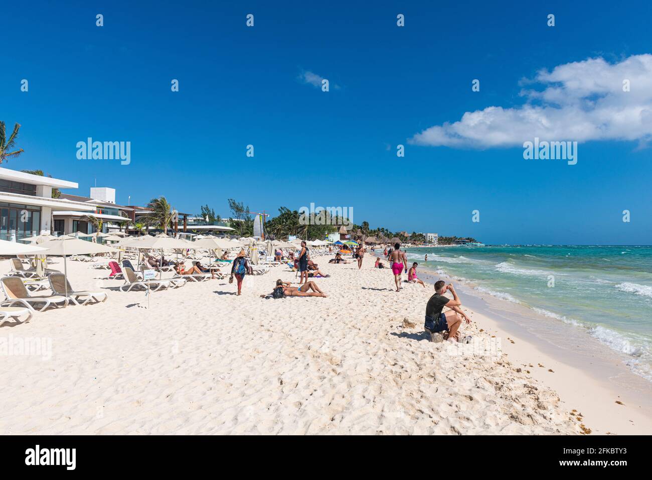 Plage à Playa del Carmen, Quintana Roo, Mexique, Amérique du Nord Banque D'Images