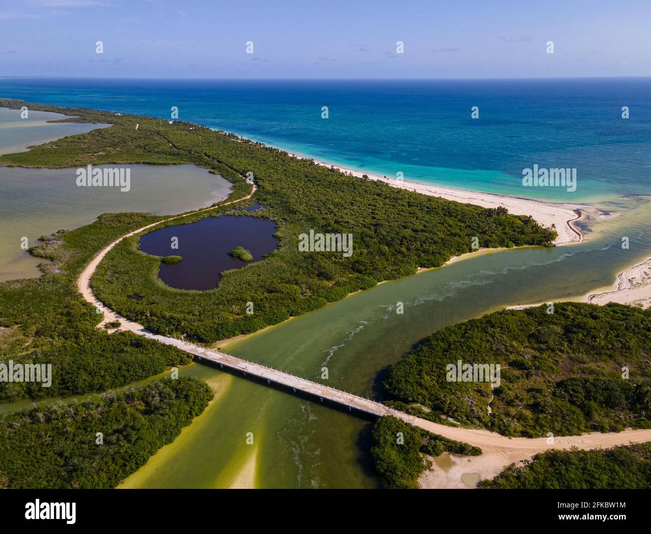 Antenne de la réserve de biosphère de Sian Ka'an, site classé au patrimoine mondial de l'UNESCO, Quintana Roo, Mexique, Amérique du Nord Banque D'Images