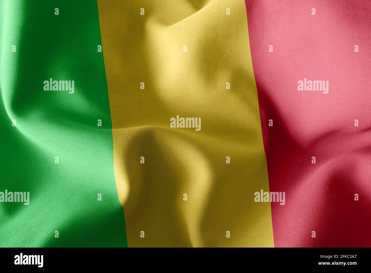 Drapeau d'illustration 3D du Mali. Tissage sur le fond textile du drapeau du vent Banque D'Images