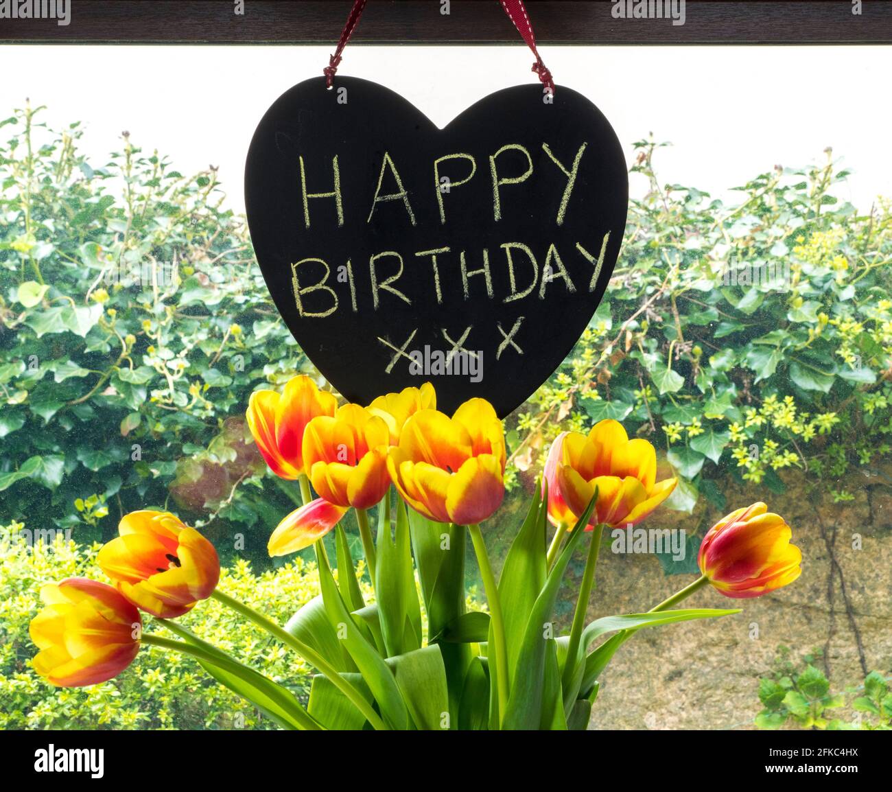 Joyeux Anniversaire Sign Dans Un Jardin Photo Stock Alamy