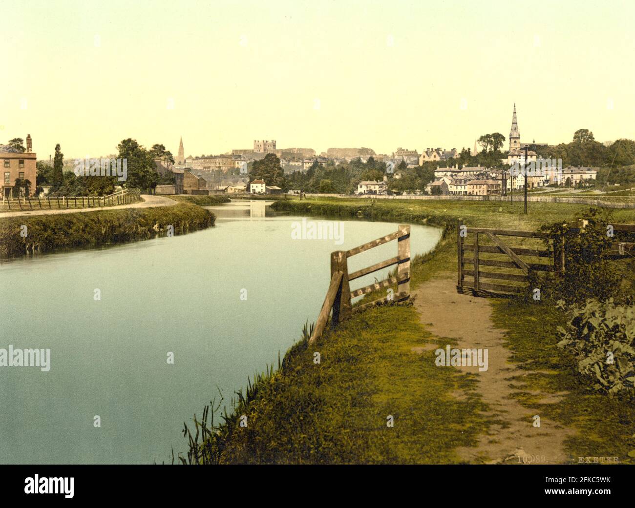 Exeter et le River exe dans Devon vers 1890-1900 Banque D'Images