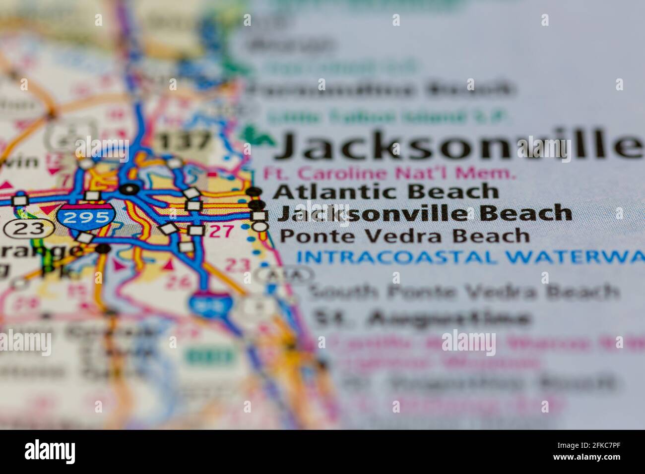 Carte De La Plage De Jacksonville Banque De Photographies Et D Images Jacksonville Beach Florida Usa Illustre Sur Une Carte Geographique Ou Carte Routiere 2fkc7pf 