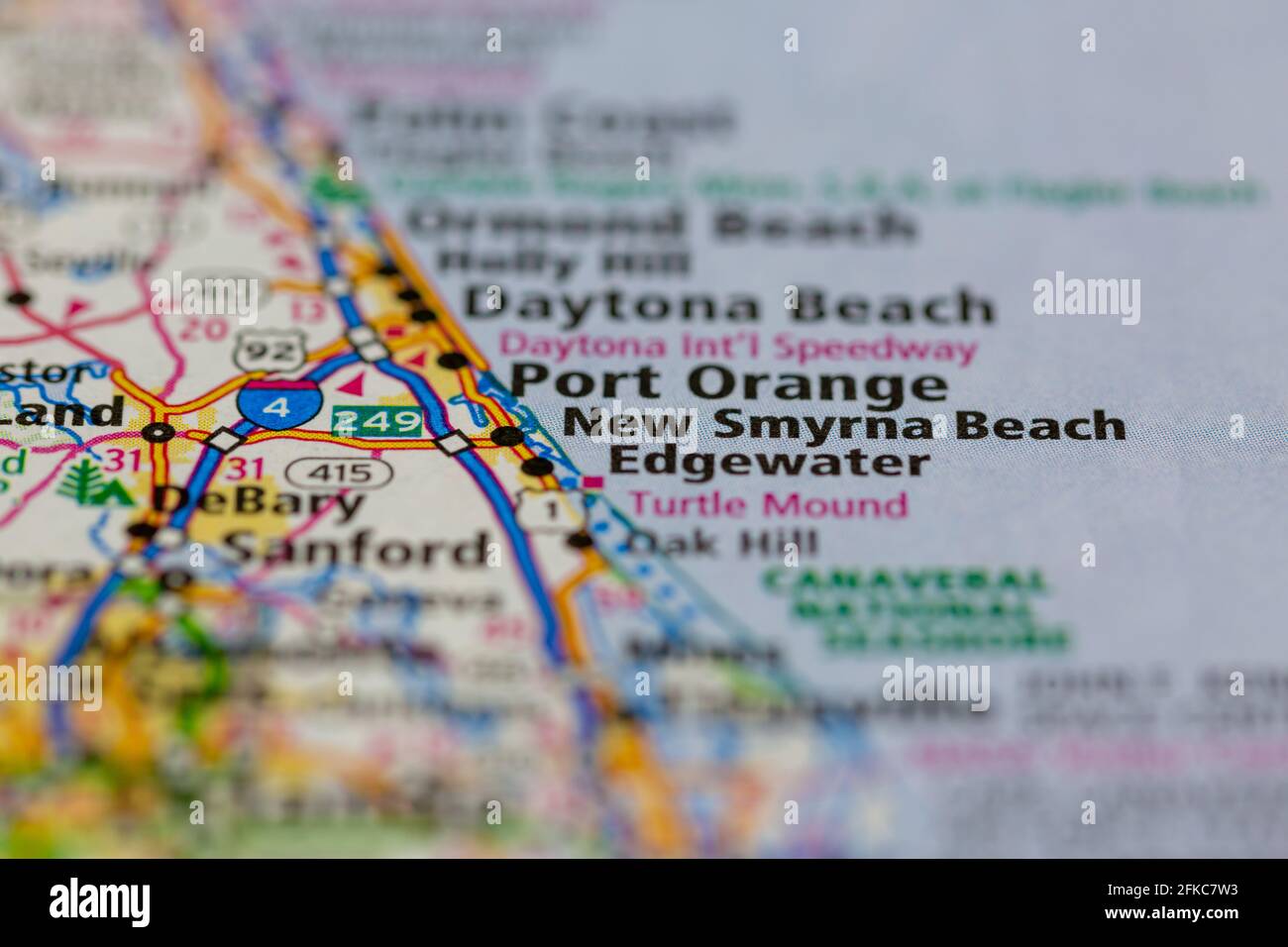 New Smyrna Beach Florida USA montré sur une carte géographique ou carte routière Banque D'Images