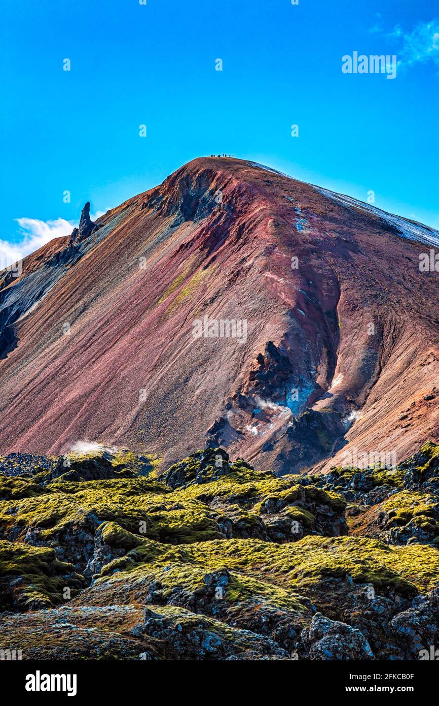 La pente de la montagne du volcan Brennisteinsalda dans la région de Landmannalaugar, dans les hauts plateaux islandais. Banque D'Images