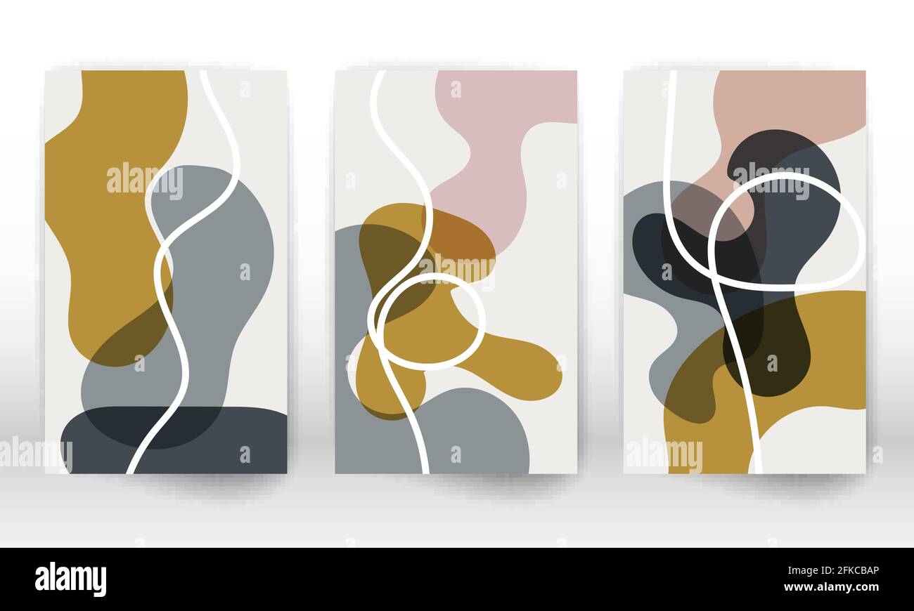 Peinture moderne abstraite. Éléments de conception abstraits à effet aquarelle dessinés à la main. Imprimé art moderne. Design contemporain avec formes en forme de doodle. Illustration de Vecteur