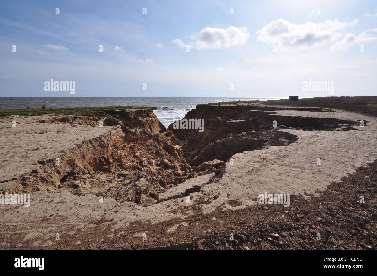 Érosion côtière à Happisburgh, Norfolk, Angleterre, Royaume-Uni Banque D'Images