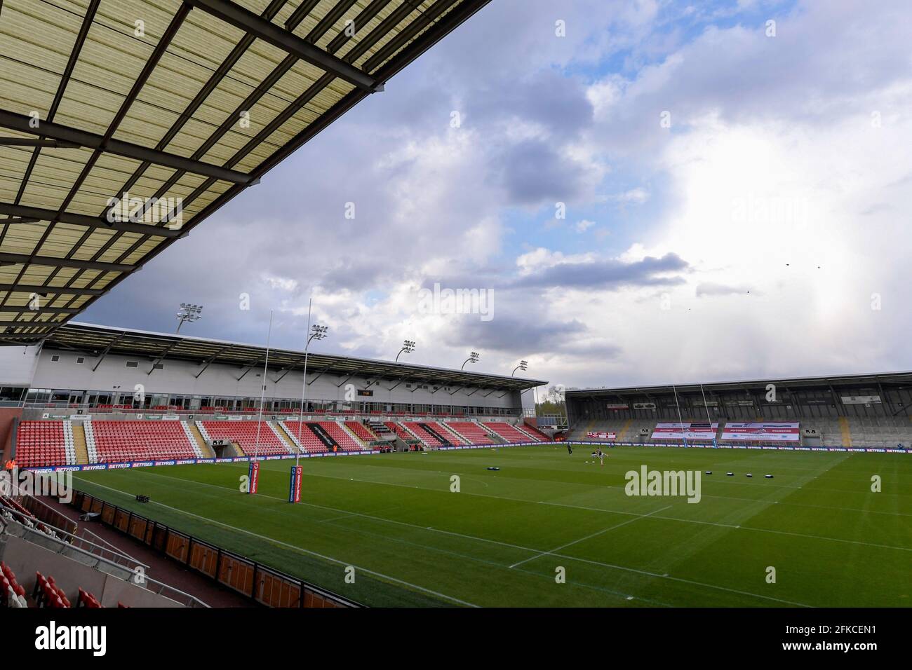 Vue générale sur le stade Leigh Sports Village, stade des Leigh Centurions Banque D'Images