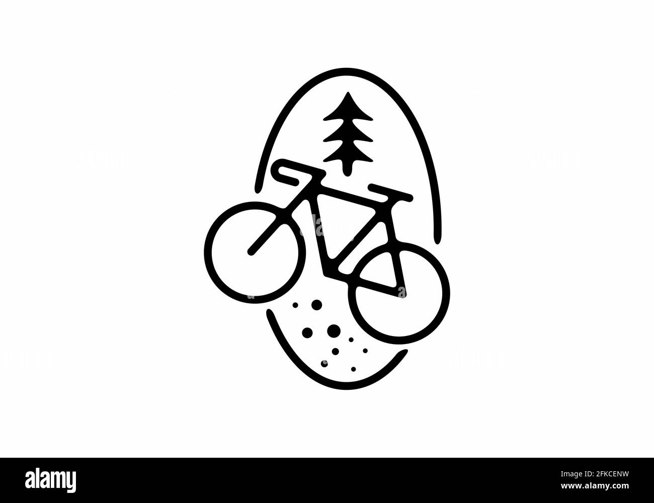 Illustration artistique en ligne noire d'un vélo en forme ovale conception Illustration de Vecteur