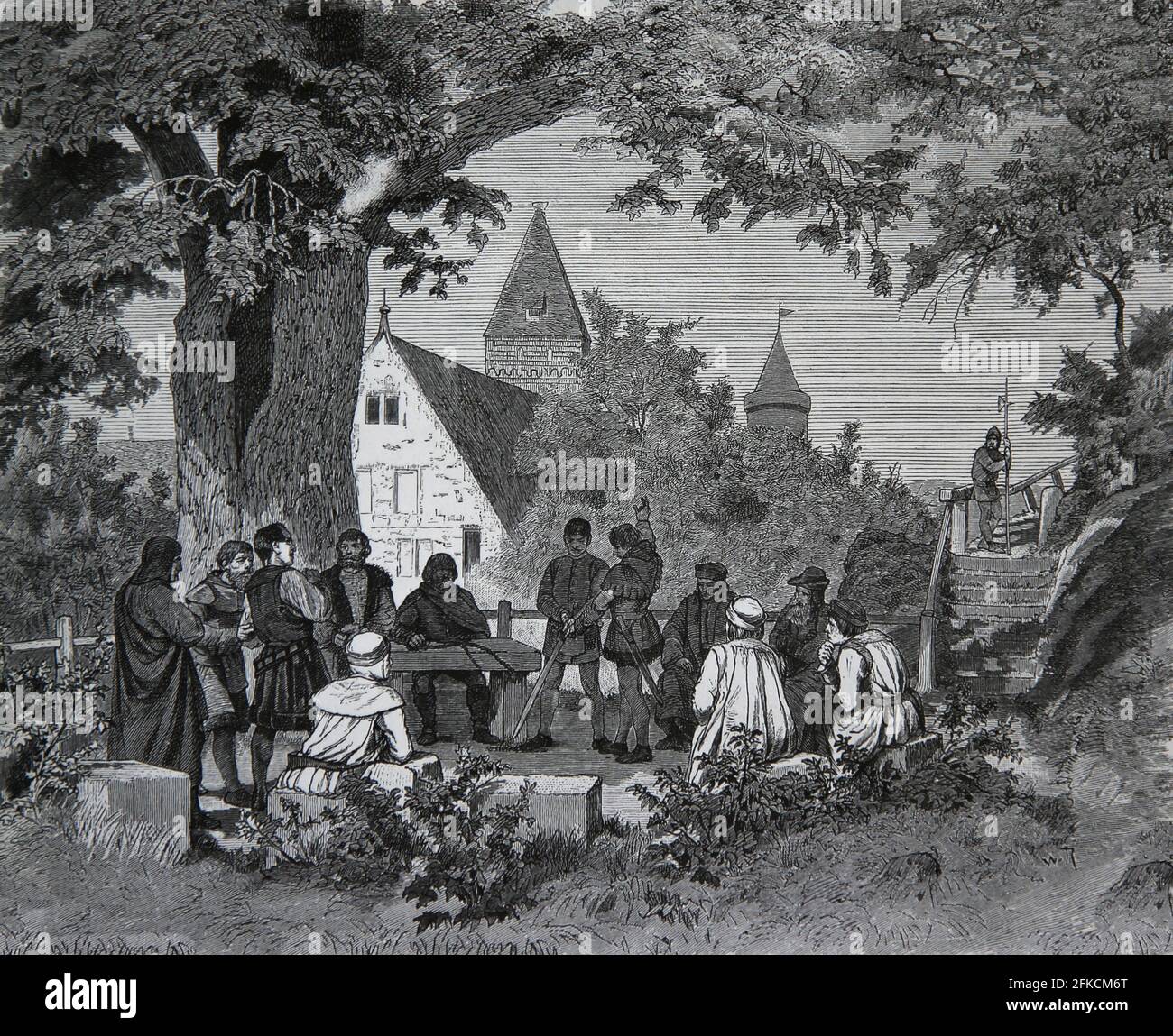 Moyen âge plus tard. Westphalie. Cour de Vehmic. Germania, 1882. Juan Scherr. Banque D'Images