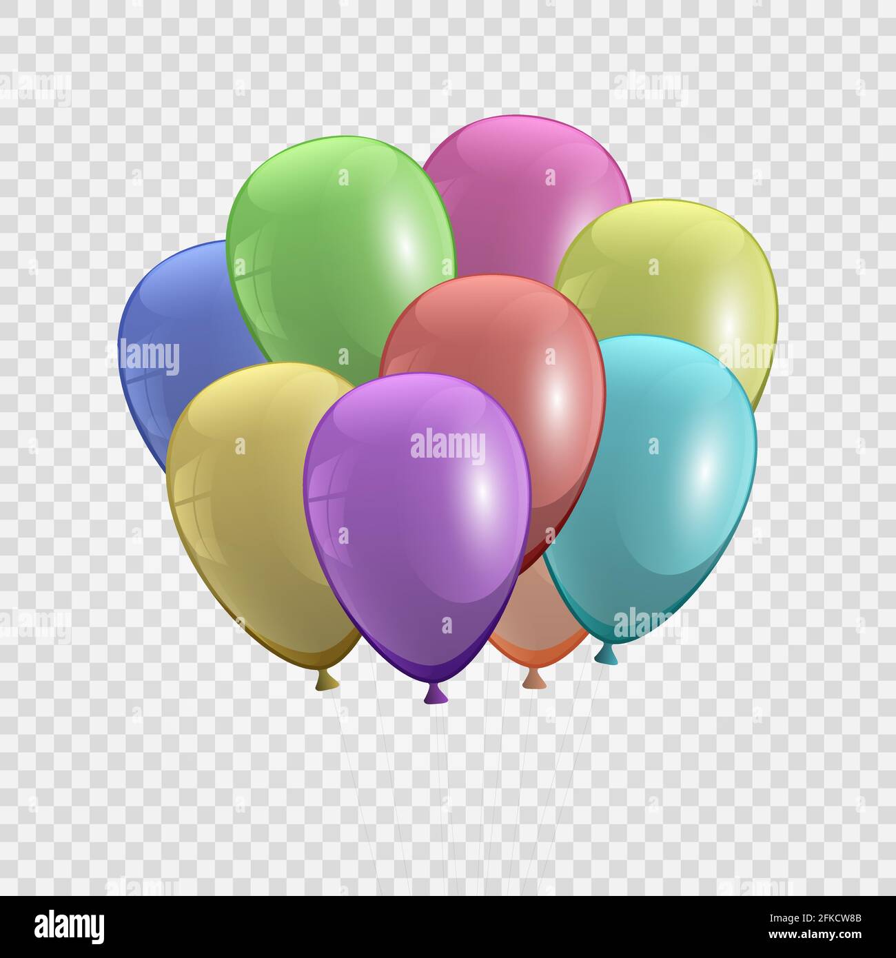 balloons d'anniversaire 3D Realistic Bunch of Birthday Flying for Party and Modèle de célébrations pour votre conception Illustration de Vecteur