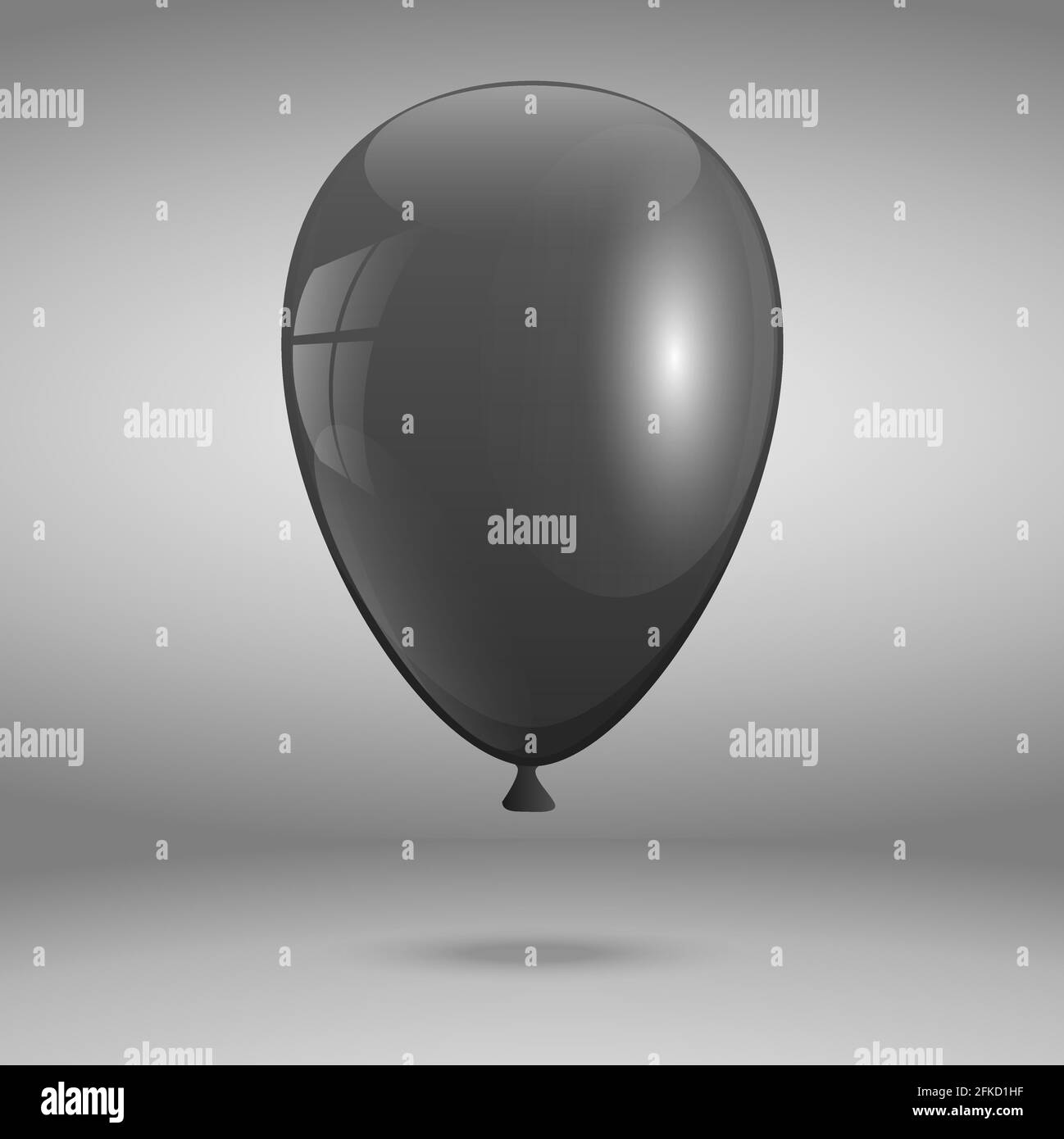 ballon noir 3D réaliste. Illustration des fêtes du ballon volant brillant. Isolé sur fond blanc. Modèle pour votre conception Illustration de Vecteur