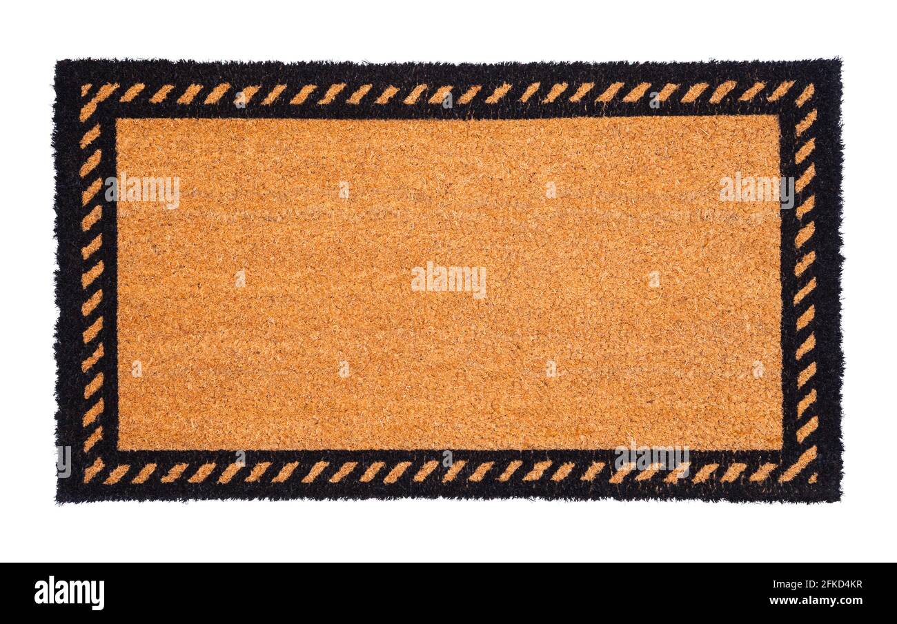 Tapis de bienvenue en fibre naturelle brun coco découpé. Banque D'Images