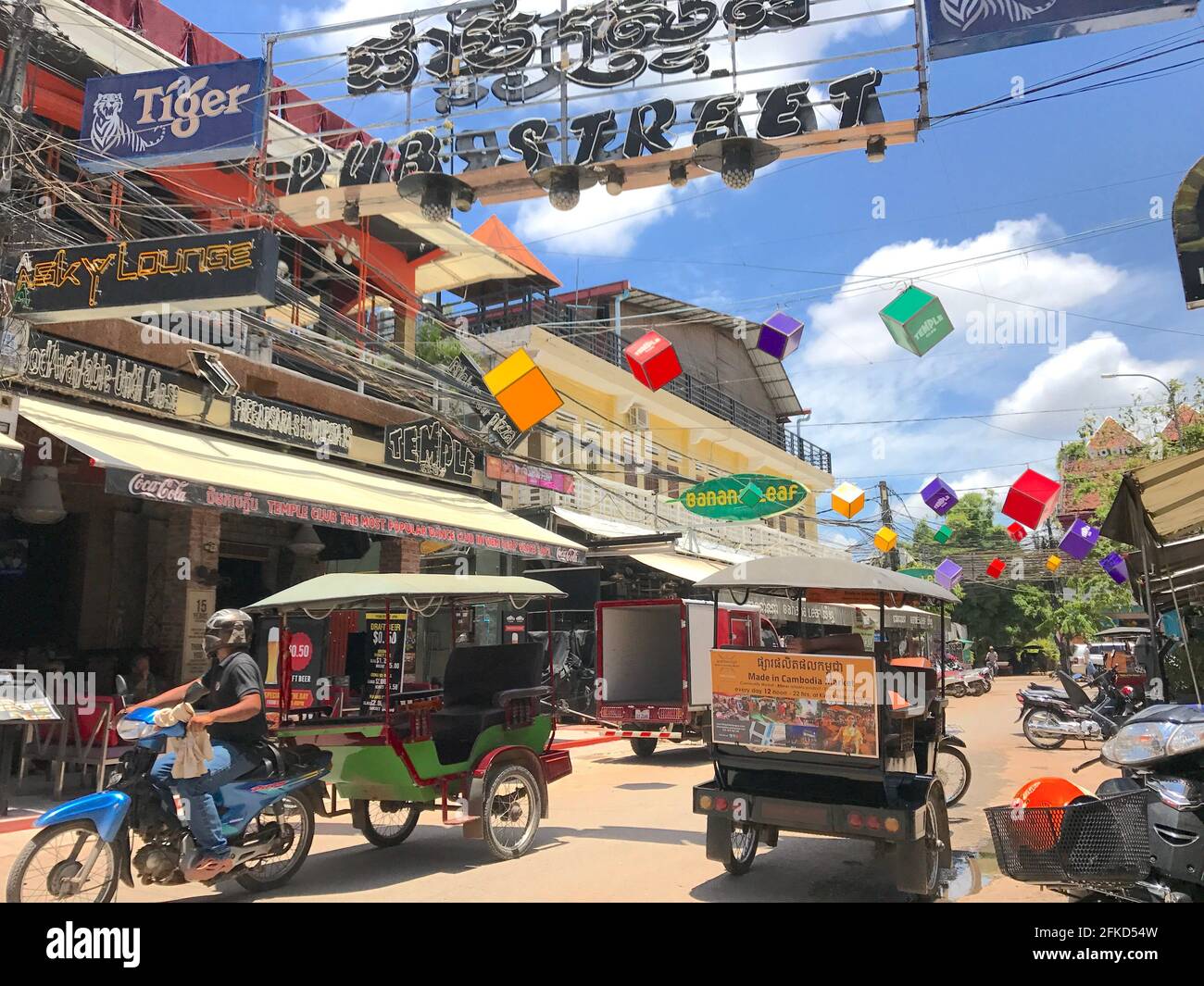 Pub Street, Siem Reap, Cambodge Banque D'Images