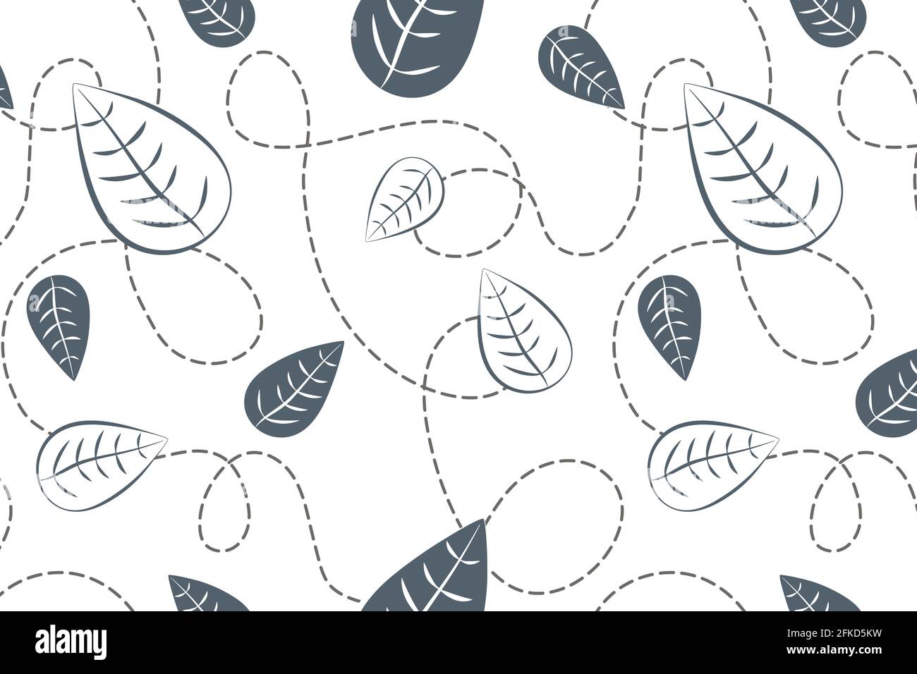 Motif vectoriel sans couture feuilles monochromes. Illustration de Vecteur