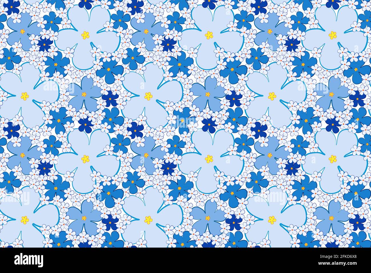 Motif bleu Forget-me-Not sans coutures. Fond floral vectoriel pour papier peint, papier d'emballage, couverture. Printemps belle main-tiré fleur texture. Illustration de Vecteur