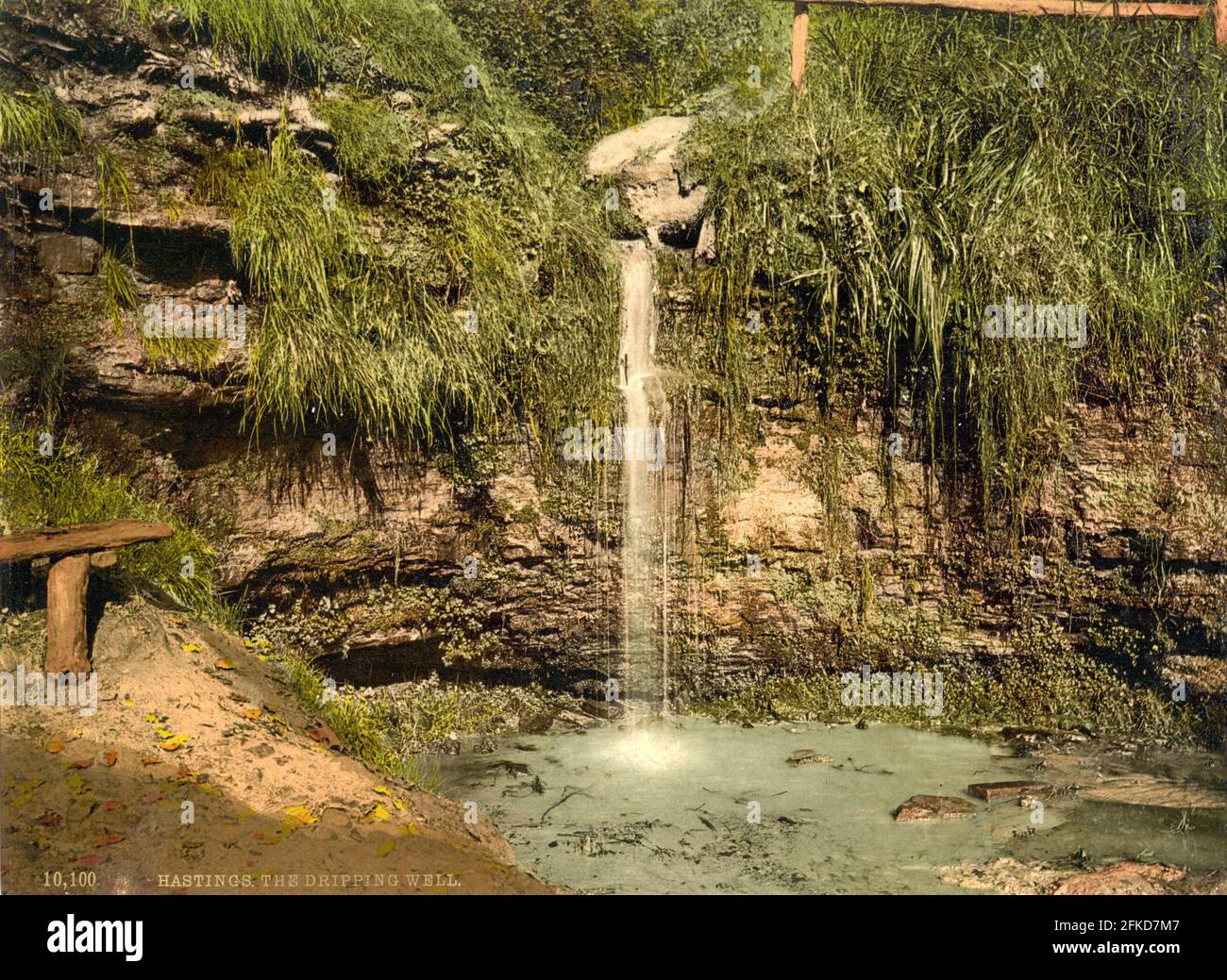 Le puits de goutte, Fairlight Glen, Hastings, Sussex vers 1890-1900 Banque D'Images