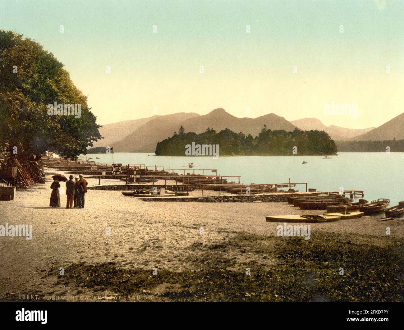 Derwent Water Shore dans le Lake District, Cumbria vers 1890-1900 Banque D'Images