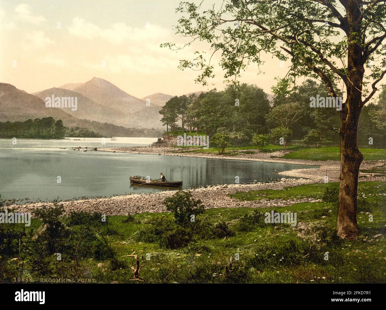 Derwent Water à partir de Broomhill point dans le Lake District, Cumbria vers 1890-1900 Banque D'Images