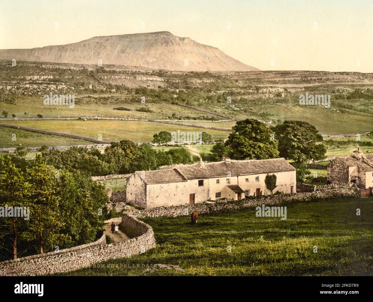 Ingleborough de Chapel-le-Dale dans le Lake District, Cumbria vers 1890-1900 Banque D'Images