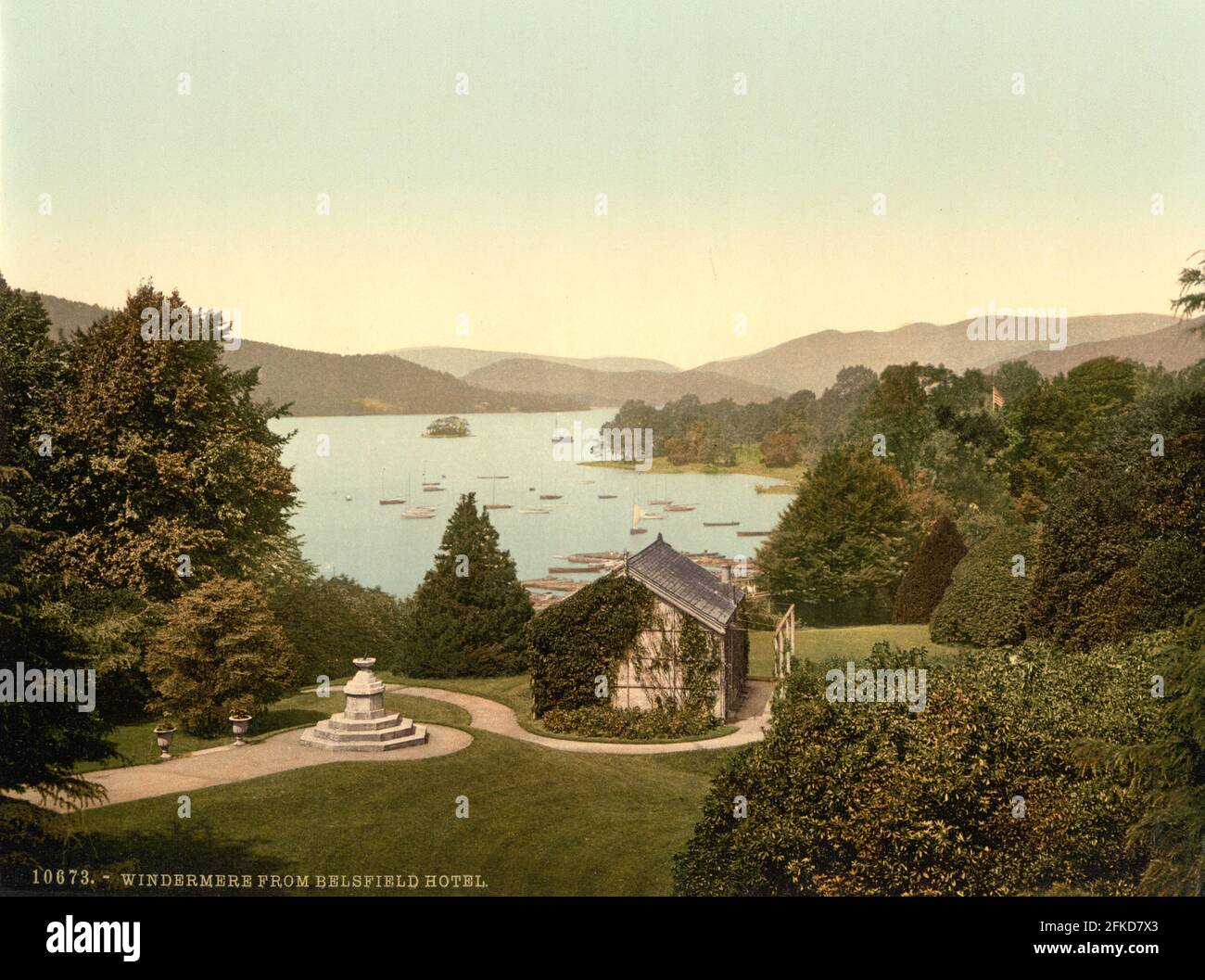 Windermere de l'hôtel Belsfield dans le Lake District, Cumbria vers 1890-1900 Banque D'Images
