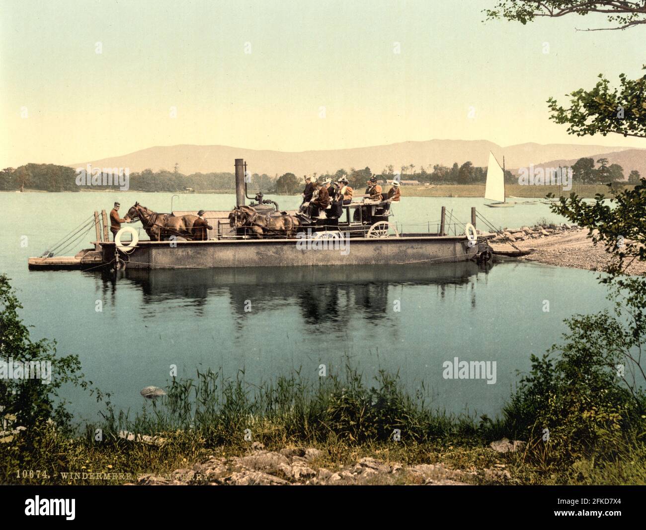 Le ferry à vapeur Windermere dans le Lake District, Cumbria vers 1890-1900 Banque D'Images