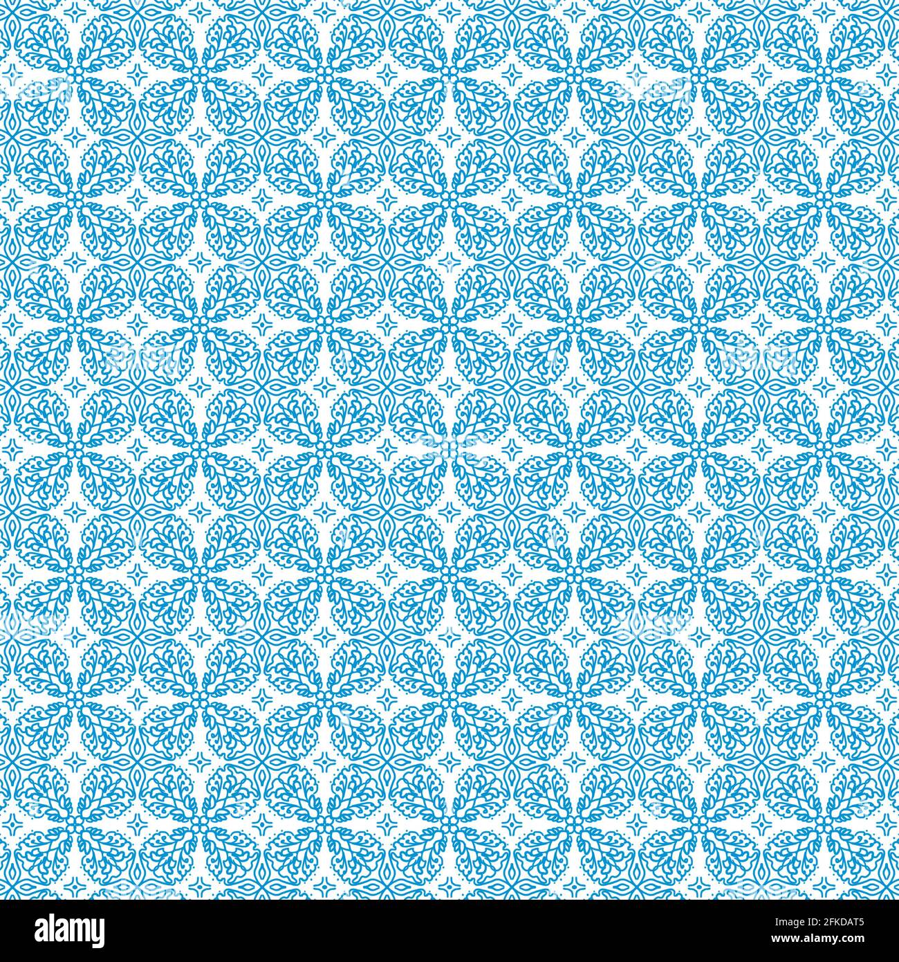 bleu art marocain ligne sans couture répétition mosaïque motif textile sur fond blanc. Banque D'Images