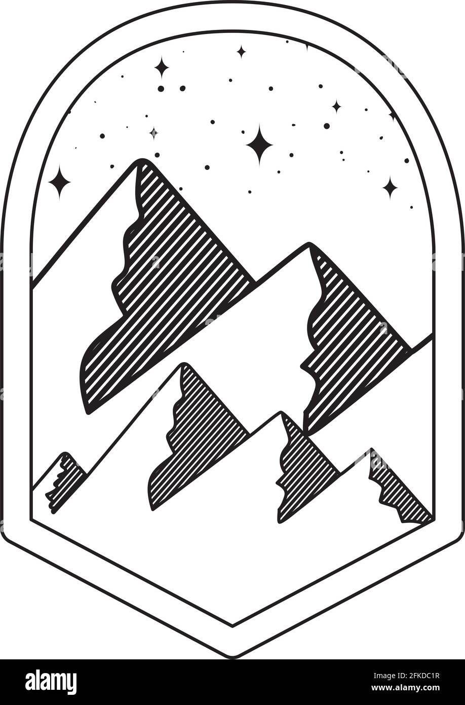montagnes silhouettes insignia Illustration de Vecteur