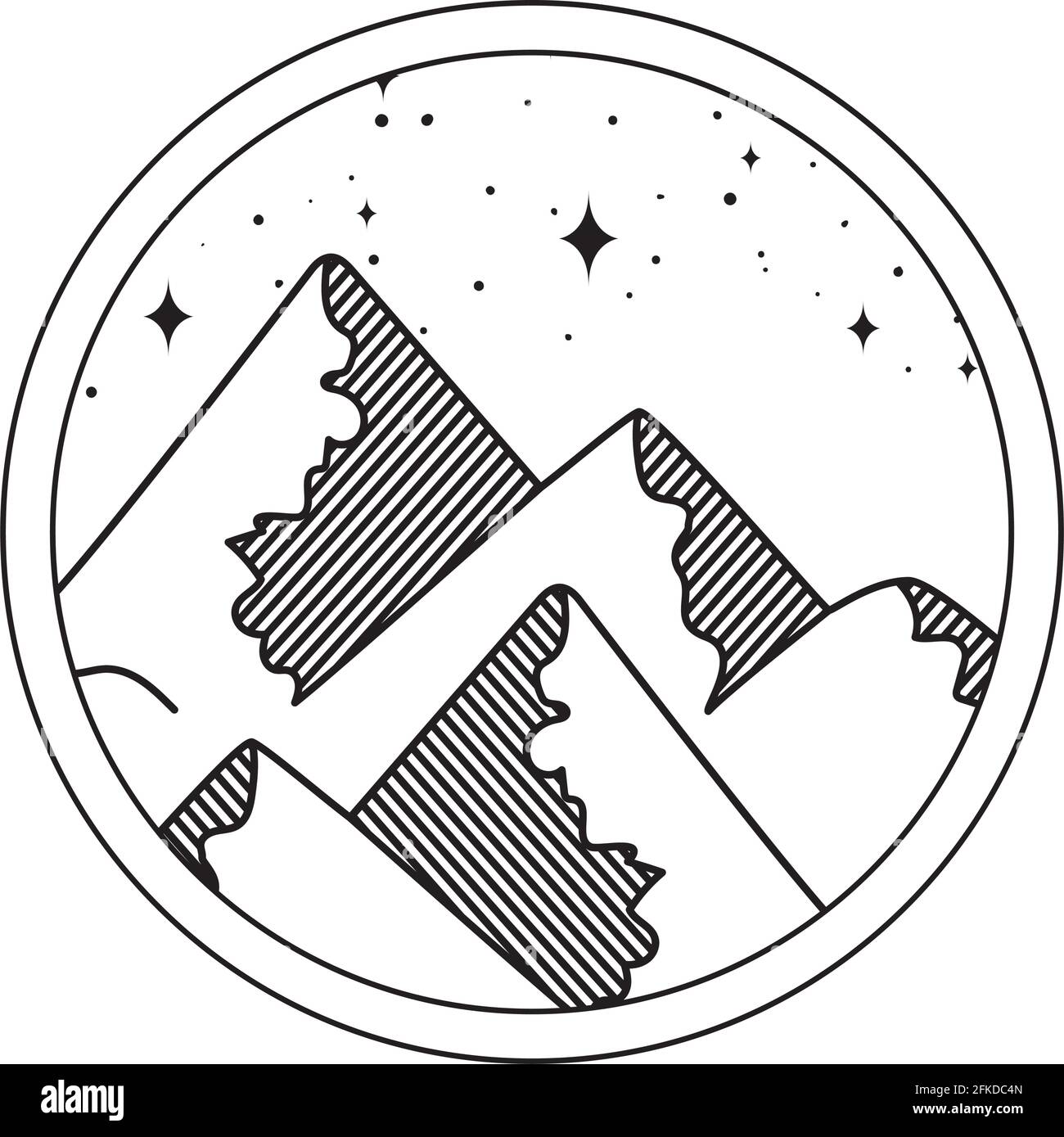 écusson montagnes silhouettes Illustration de Vecteur