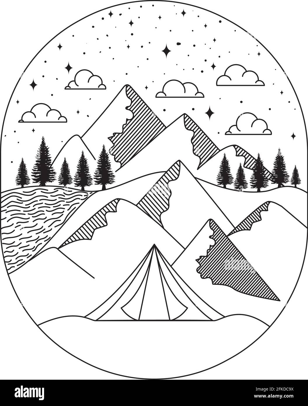 un joli paysage insignia Illustration de Vecteur