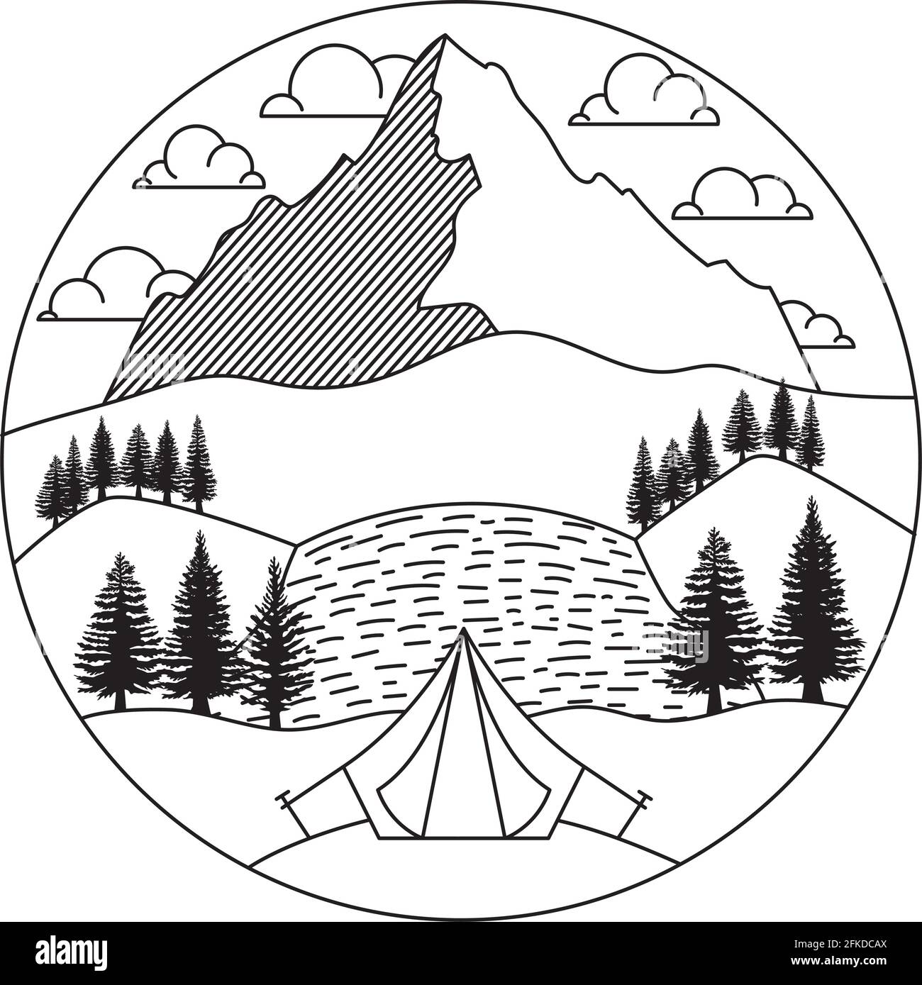 joli badge paysage Illustration de Vecteur