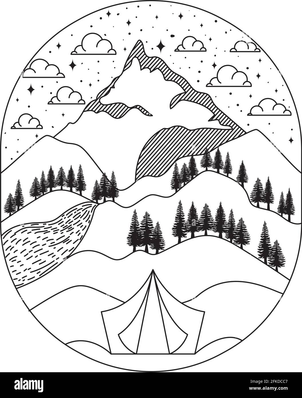 silhouette de paysage mignonne Illustration de Vecteur