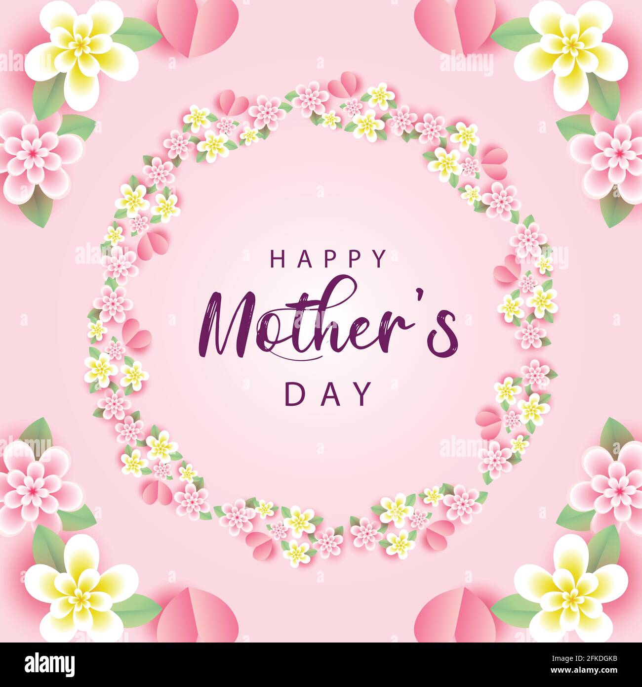 Joyeux Fete Des Meres Carte De Voeux Poster Vecteur Avec 3d Realiste Fleurs Et Coeur Fete Des Meres Voeux Banniere Image Vectorielle Stock Alamy
