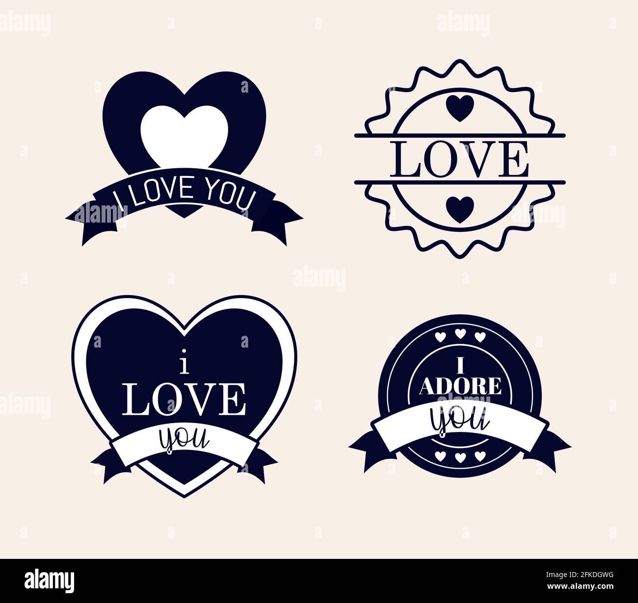 quatre timbres d'amour Illustration de Vecteur