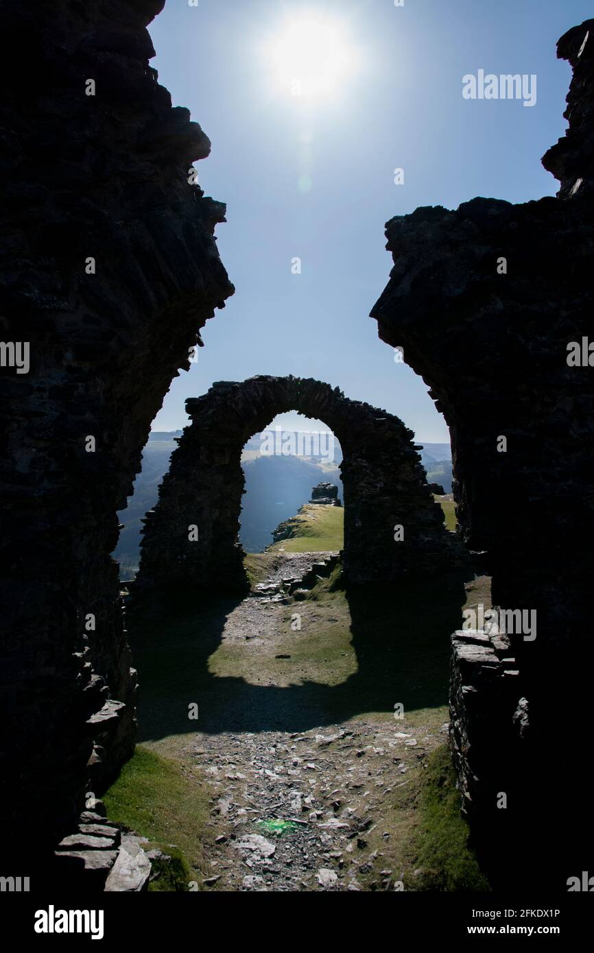 Les vestiges d'un château gallois près de Llangollen Banque D'Images