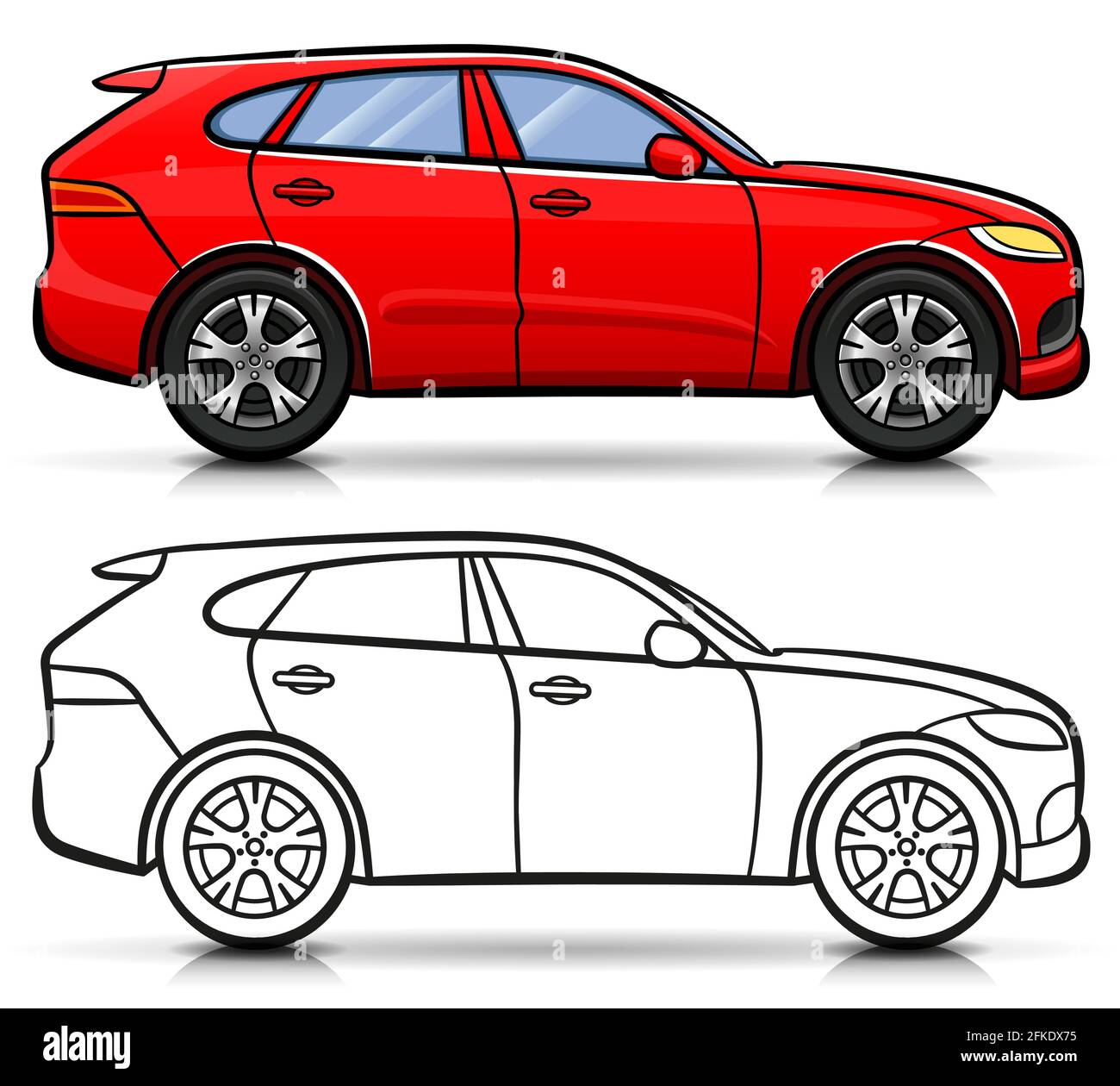 Illustration vectorielle de la caricature d'une voiture suv isolée Illustration de Vecteur