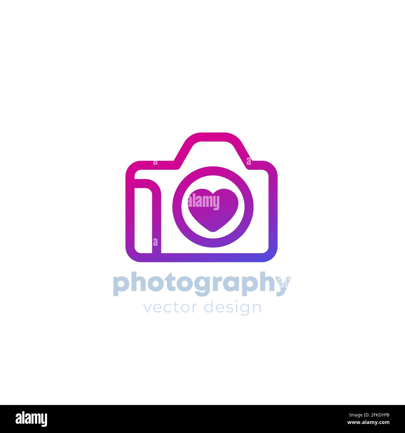 logo de photographie avec un appareil photo et un cœur Illustration de Vecteur