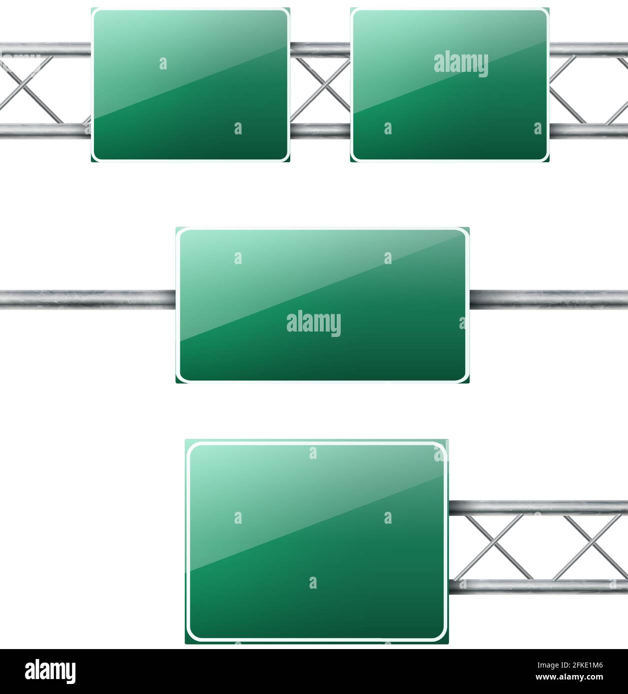 Panneaux verts Vector Realistic Road Highway. Illustration de Vecteur