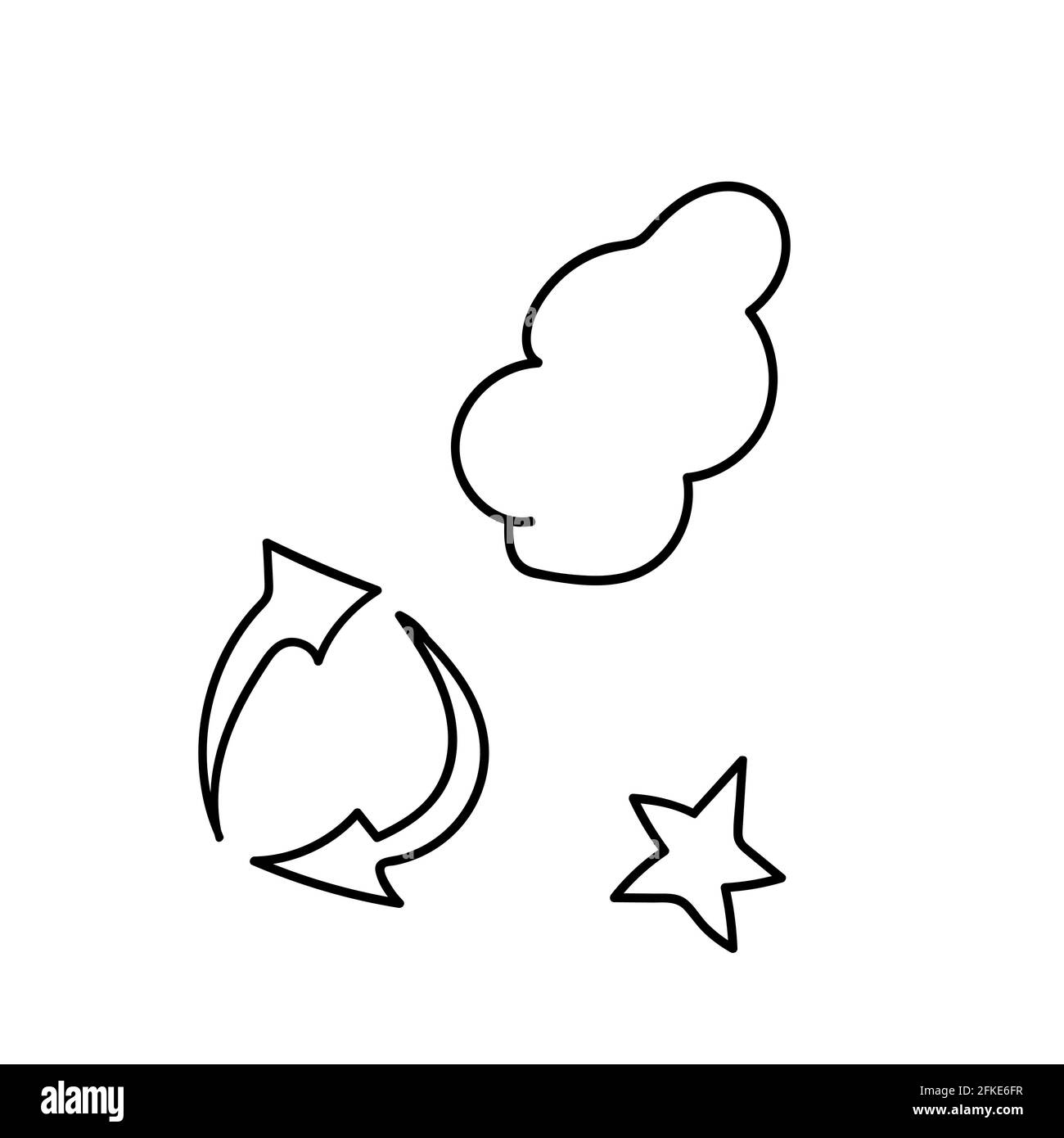 doodle star, nuage et vecteur de flèche de cercle Illustration de Vecteur