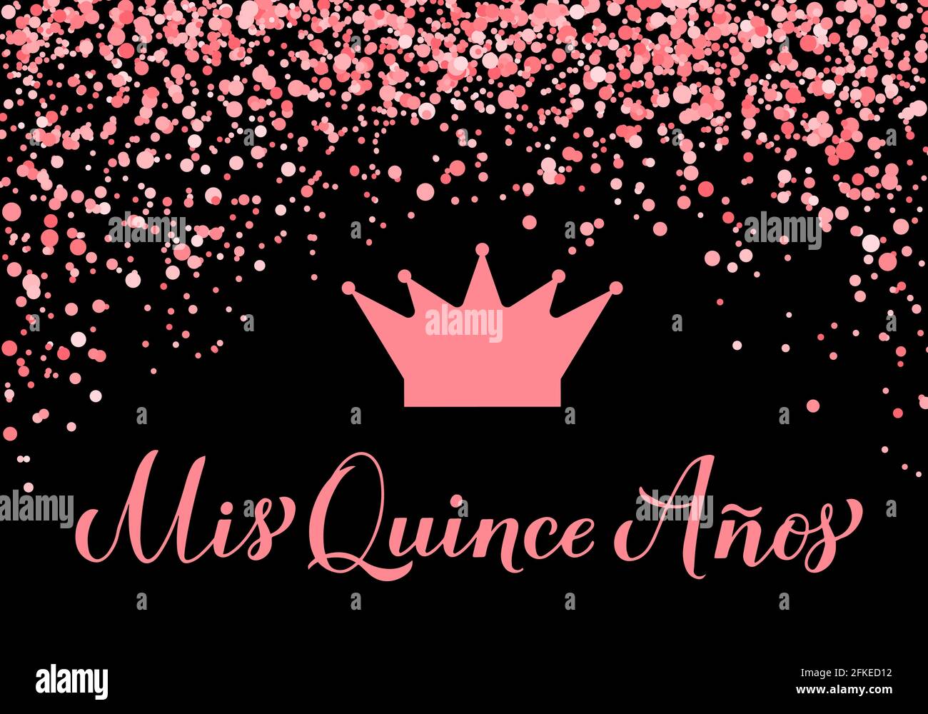Bannière de fête de Quinceanera. Affiche typographique 15e anniversaire. Décorations de fête noires et roses. Modèle vectoriel Illustration de Vecteur