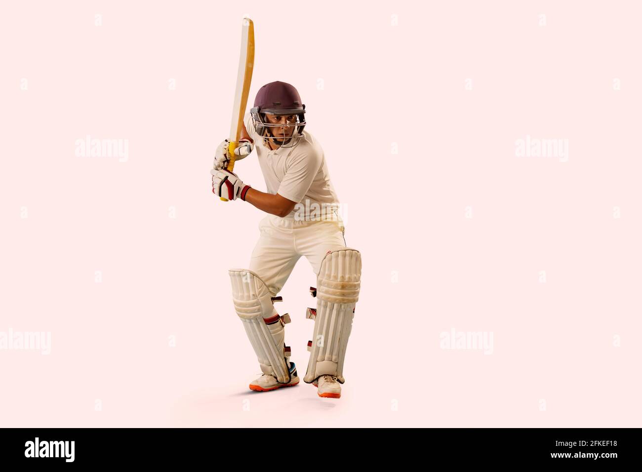 Batteur de cricketer prêt à frapper un coup. Banque D'Images