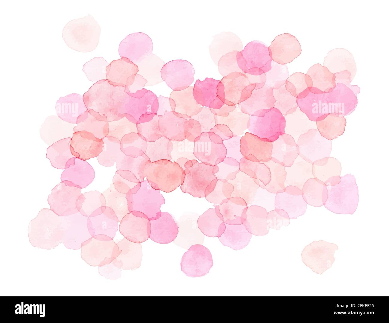 Motif à pois aquarelle. Fond abstrait de formes rondes rose clair. Bulles isolées sur blanc. Vecteur eps 10 Banque D'Images