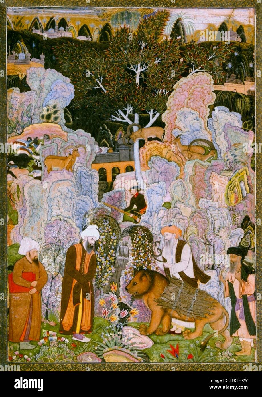 Farrukh Beg oeuvre intitulée Sufis dans un paysage - 1601 - 1604 Banque D'Images